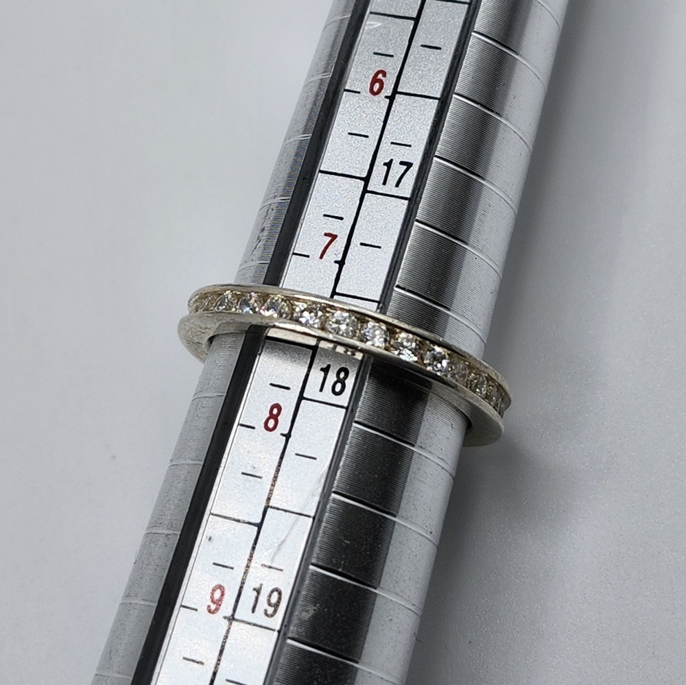 925 Sterling Silver Band Stackable Cz Ring Size 7… - image 8